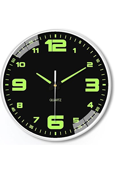 X SPRING Glow in The Dark Wall Clock, 30cm Luminous Analog Battery Operated