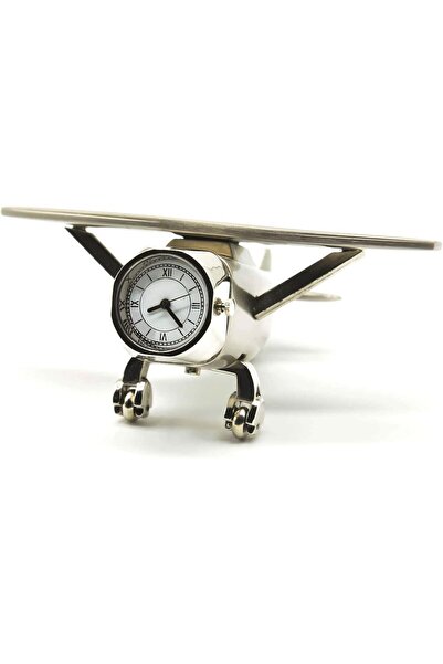 exciting Lives ساعة طاولة مصغرة على شكل طائرة - ساعة مكتب تناظرية مع ثقل ورق