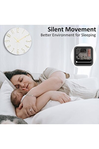 Generic Wall Clock 12 Inch Silent Non-Ticking Wooden Battery Operated Modern (White)