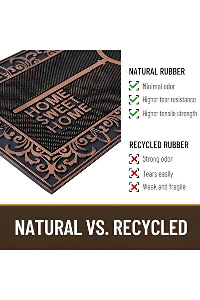 Aishini Front Door Mat 75 x 45 cm Elite Heavy Duty Non-Slip Low Pile - Golden Brown