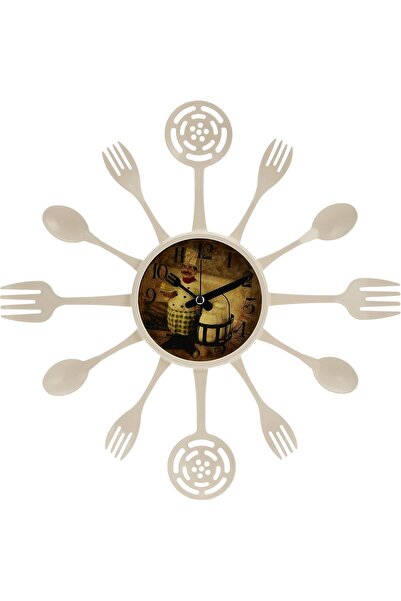 Galaxy Spoon-Fork Kitchen Clock Cream 40cm
