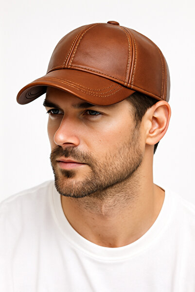 ZERAMİNE Genuine Leather Unisex Hat Cap – Quality Stitching Detailing - Premium