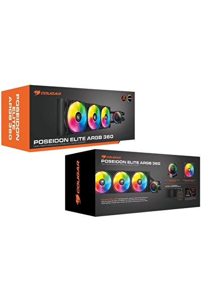 Cougar Cooler Poseidon Elite ARGB 360, negru, 2 ventilatoare 120mm, iluminare ARGB, dimensiuni 120x1