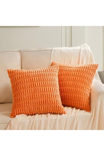 Generic 2 Packs Boho Decorative Throw Pillow Covers 18x18 in (45x45 cm) - Corduroy, Orange