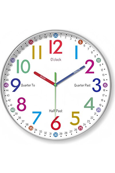 Yelajoy Learning Clock for Kids, Silent Non-Ticking Teaching Clock (10 Inch)
