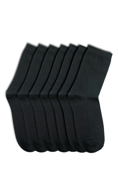 Rumon Cotton Plain Black Patternless Women's Socks 7 Pairs