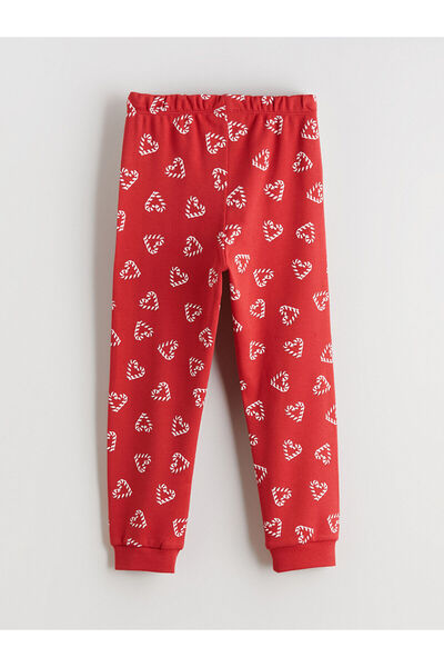 LC Waikiki Crveni okrugla kragna Štampano set pidžama za devojčice