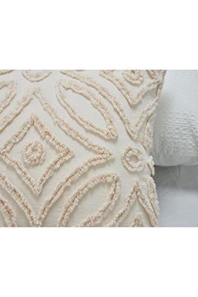 GOLD MANTIS Tufted Cotton Cushion Cover 45x45cm Coin Deco Geometric Boho