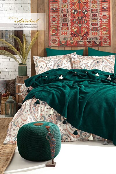 İyi Geceler İstanbul Double Size Cotton Blanket Bedding Set Boho Chic