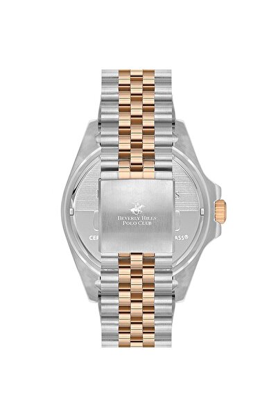 Beverly Hills Polo Club Bp3126X.550 Men's Wristwatch | 44 mm Silver-Rose Gold Case, Black Dial, 10
