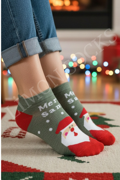 Limon Socks Women's Booties Christmas Socks Organic Cotton (4 Pairs) Special Production Quality Woven Christmas Gift Socks
