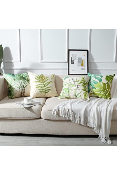 YHRY Green Plants Throw Pillow Covers Set of 4 - 18x18 in Waterproof Green Leaf Pattern