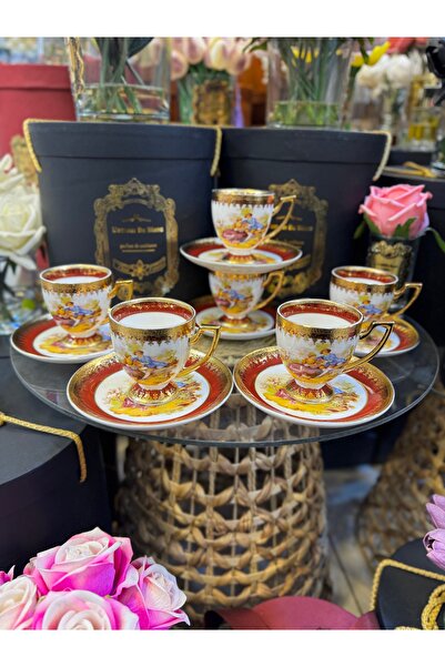 hediye Esterhomedecor 6-Person Porcelain Coffee Cup Set Fragonard Marquise Cup Set