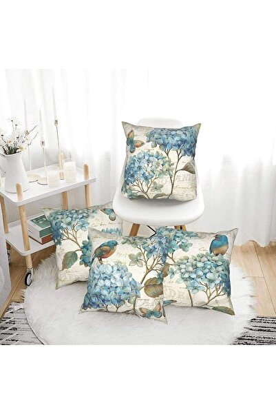 AZONEE Vintage Orchid Butterfly Bird Spring 18x18 Inch Throw Pillow Covers Set of 4