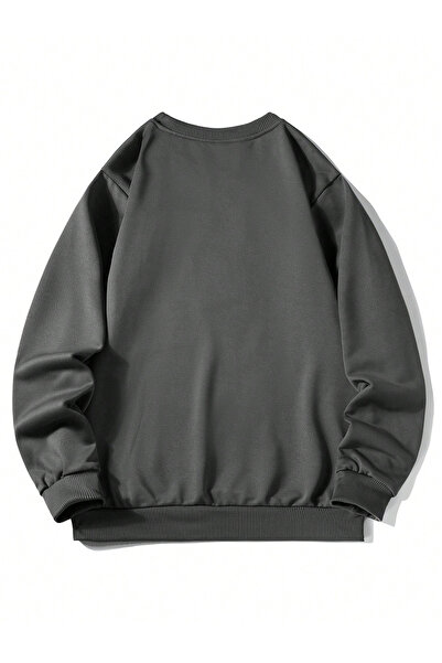 CROFT (3 Yarn) Navy Blue Ba Printed Isiklet Yaka Ov Oversized Weatshirt