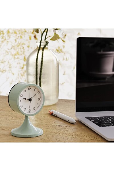 SWIUKPHE Bathroom Cute Analog Retro Alarm Clock, Small Silent Metal Desk Clock with Light (Green)