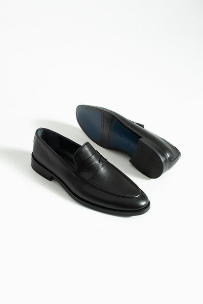 Generic Brand Men's Black Analine Genuine Leather Loafer Casual Shoes