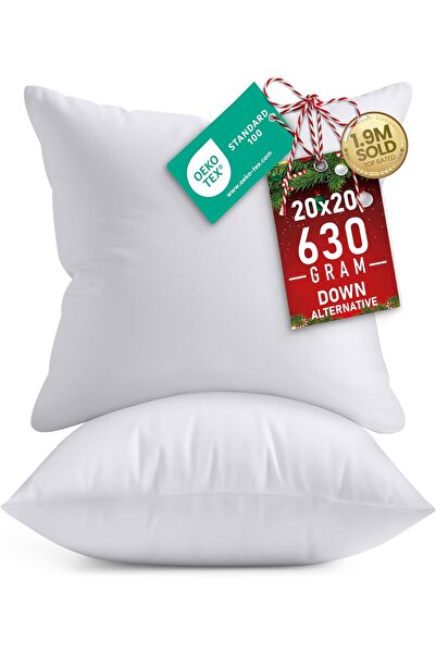 Utopia Bedding Throw Pillows Insert (Pack of 2, White) - 20 x 20 Inches