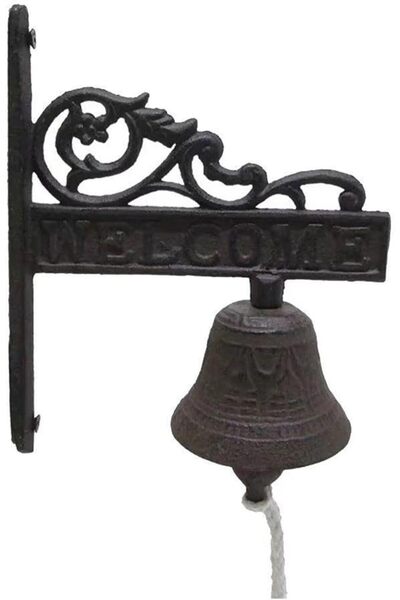 THE WHITE SHOP Outdoor Dinner Bell Rustic Vintage Cast Iron Wall Mounted Door Bell