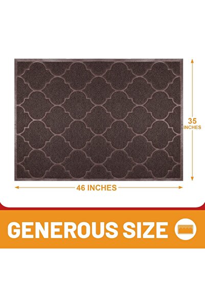 Cosyearn Large Door Mat 46 x 35 inch XL Waterproof Non-Slip (Brown)