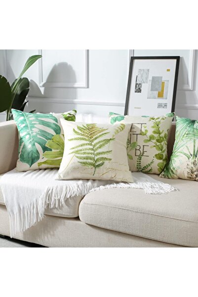 YHRY Green Plants Throw Pillow Covers Set of 4 - 18x18 in Waterproof Green Leaf Pattern