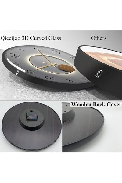 Aputue ساعة حائط دائرية صامتة مقاس 12 بوصة من Joyzzz، تعمل بالبطارية، بدون تكتكة