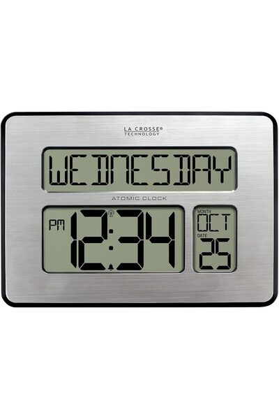 La Crosse Technology 513-1419-Int Atomic Full Calendar Clock With Extra Large Digits
