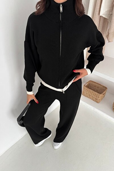 Noi Belis Zipper Detailed Oversized Knitwear Bottom-Top Set Aw25Au0049