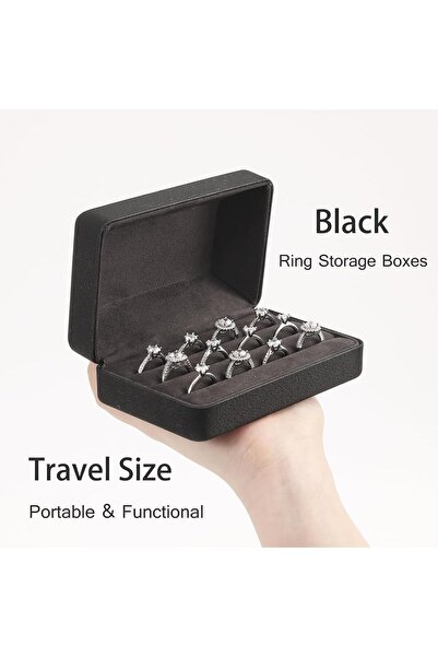Goodern صندوق منظم خواتم المجوهرات - حافظة محمولة بثلاث فتحات للخواتم والأقرا...