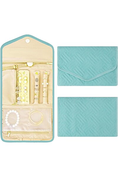 Homarket Travel Jewelry Organizer Roll Foldable Case (Blue)