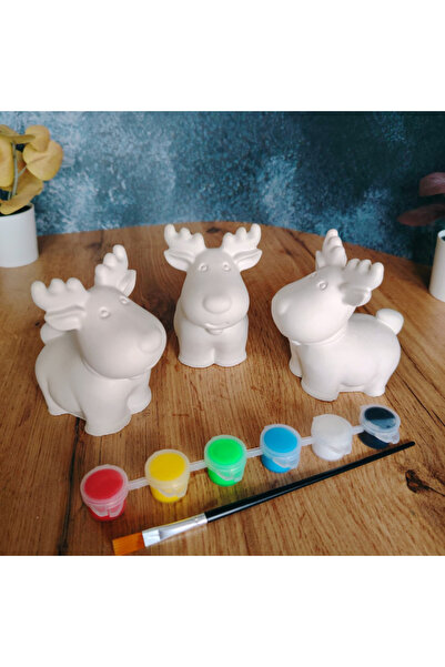 OEM Figurină ren din ipsos 3D, 9,5 x 9,5 cm