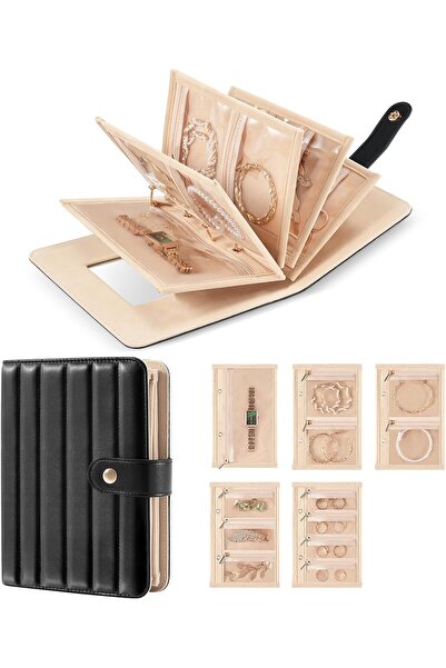 Lolalet Travel Jewelry Organizer Case with Velvet Pouches and Built-in Mirror...