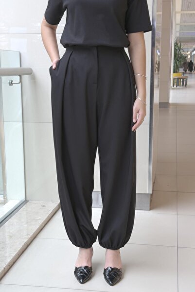 Ghisa Pleated Loose Pants with Elasticated Cuffs