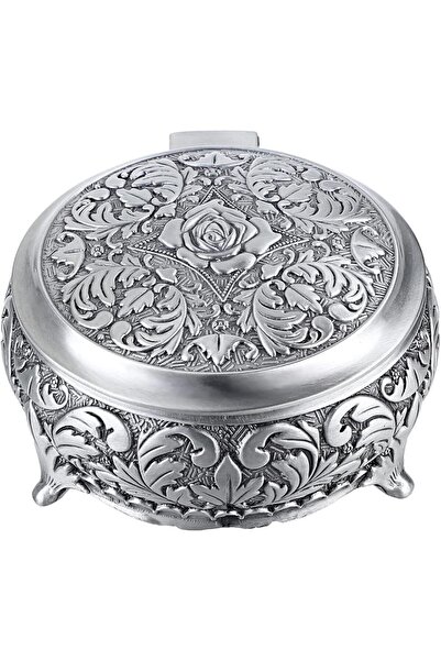 EXCEFORE Metal Round Vintage Jewelry Box - Small Trinket & Ring Organizer