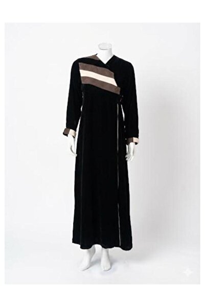 GENERIC4 Velvet abaya, special design with colored suede inserts