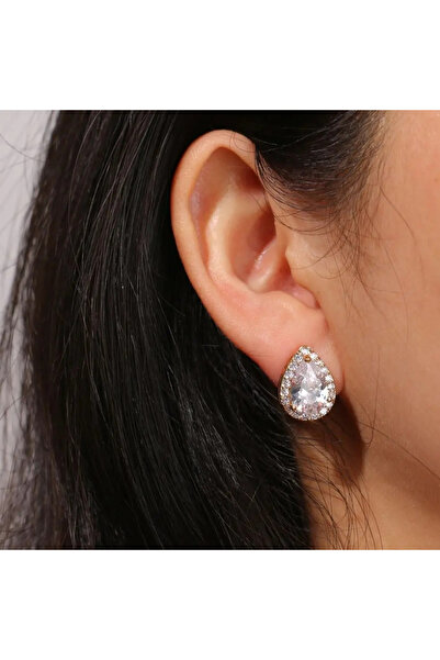 Eva Grace Cercei Kae, argintii, în formă de lacrimă, decorați cu zirconiu