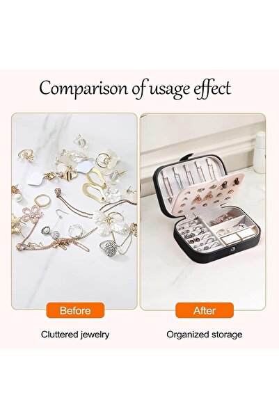 URbazaar Portable Double Layer Travel Jewelry Box Organizer for Necklace Earring Rings (Black)