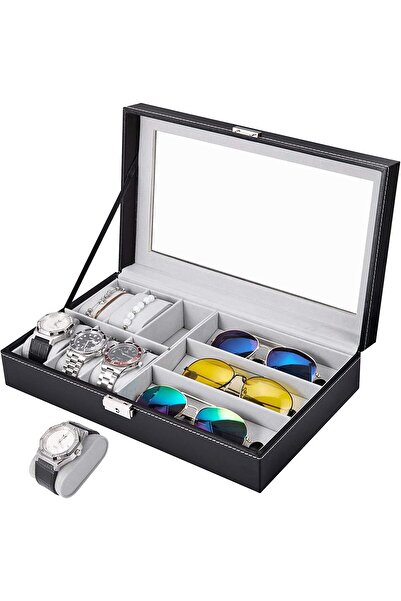 PADOM PU Leather Watch and Sunglasses Display Box (6+3)