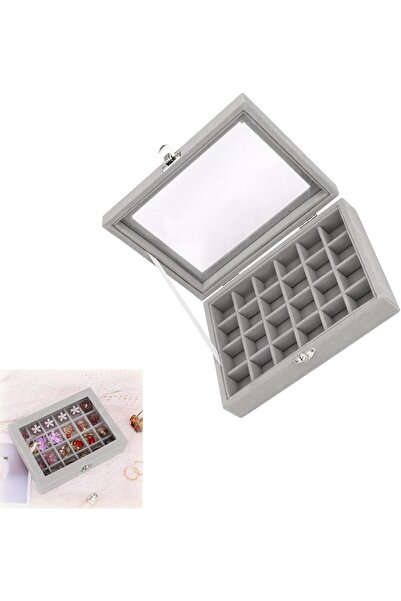 Duomama Velvet Jewelry Box Organizer with Clear Display Window