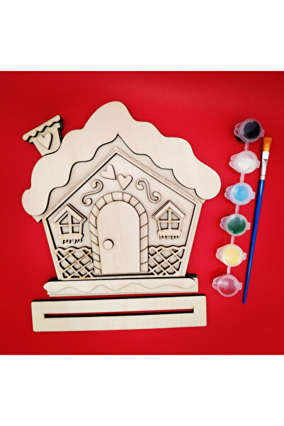 OEM Wooden creative set - Gingerbread House, 24 pieces, paint set, 19 x 19.5 cm