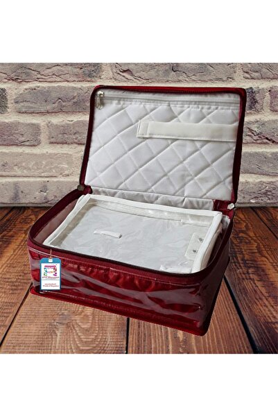 atorakushon Satin Makeup Pouches Cosmetic with 6 Necklace & Earrings Jewelry Organizer for Women (Ma