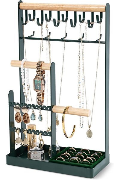 PROCASE 5-Tier Jewelry Organizer Tower with Ring Tray - Green