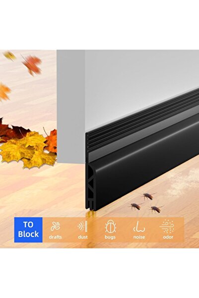 Yelajoy Under Door Draft Stopper, Door Sweep, Black, 78inches