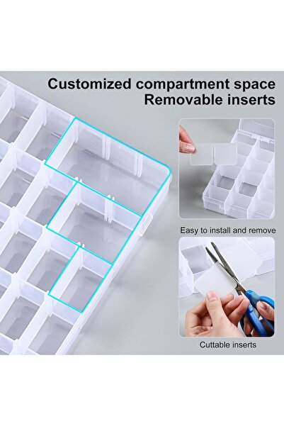 U-HOOME 36 Grids Plastic Organizer Box with Dividers (2 Pack)