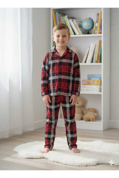 zavera for kids Children's Unisex Stripe Detailed Pajama Set - 100% Cotton