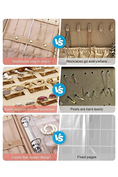 SZYYQ Jewelry Travel Organizer, Ring Binder Clear Pouch (Red)