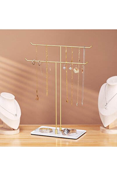 Yelajoy Necklace Stand Aesthetic Necklace Holder - Gold