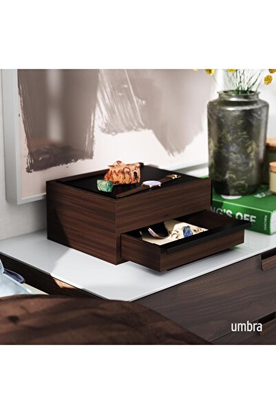 umbra Stowit Jewelry Box - Modern Keepsake Organizer, Black/Walnut