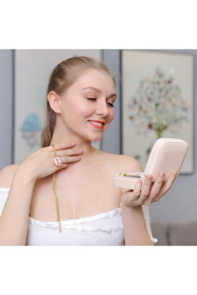 Lonimia Travel Jewelry Box with Mirror, Mini Portable Jewelry Case Organizer ...