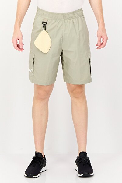 Puma Men Relaxed Fit Embroidered Logo Running Shorts With Pouch, Khaki